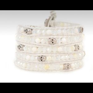 Victoria Emerson wrap bracelet Silver Skulls on White